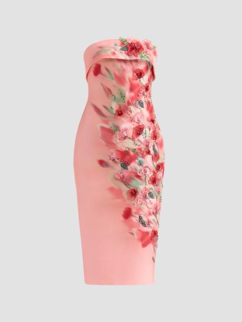 BADGLEY MISCHKA Women's Floral-Embroidred Embellished Mikado Cocktail Midi-Dress - Pink Multi
