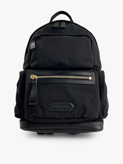 Brand-appliqué shell backpack