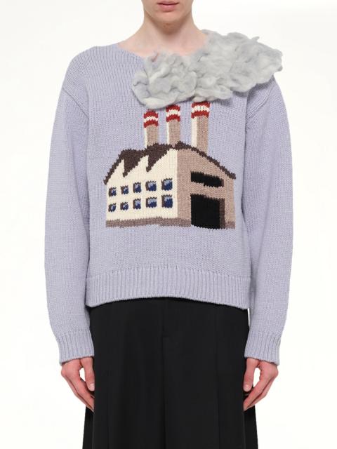 doublet Smoking Factory Intarsia Knit Pullover in Blue