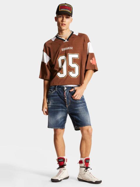 DSQUARED2 DARK EASY RIPPED WASH MARINE SHORTS