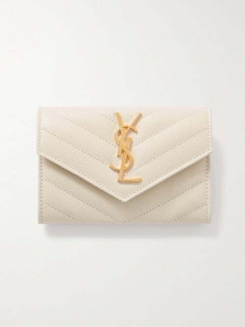 SAINT LAURENT Monogramme Envelope Quilted Textured-leather Wallet