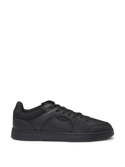HUGO FAUX-LEATHER LACE-UP TRAINERS WITH LOGO DETAILS