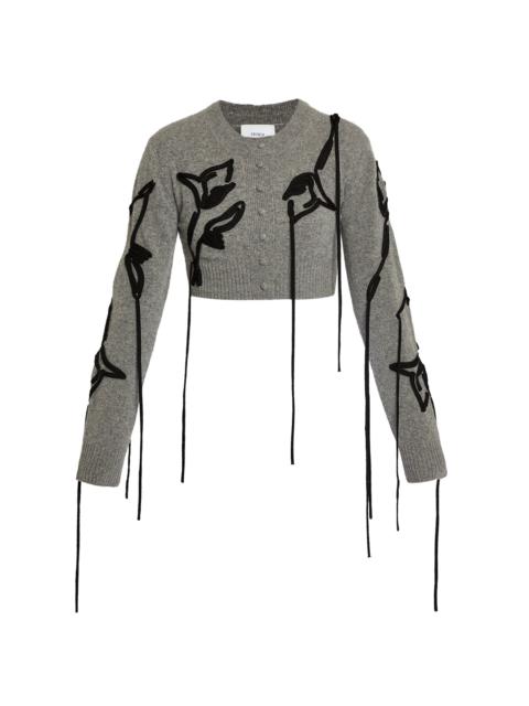 Erdem Appliquéd Merino-Wool Cardigan grey