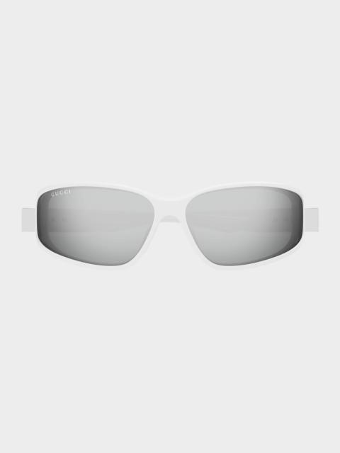 GUCCI Men's Rectangular Acetate Wrap Sunglasses