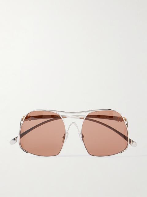 Miu Miu Square-frame Silver-tone Sunglasses