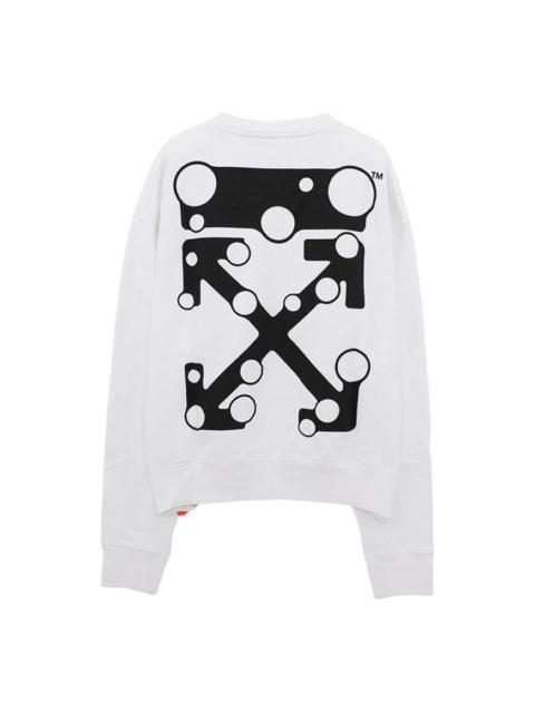 Off-White Men's Off-White Logo Arrow Pattern Pullover Loose Fit White OMBA035F21FLE0020110
