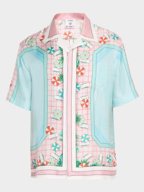 CASABLANCA Men's Copacabana Silk Short-Sleeve Shirt