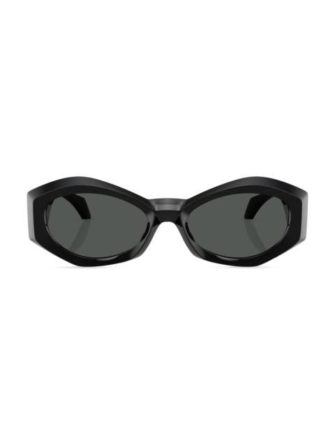 VERSACE Women's 54MM Geometric Sunglasses - Black Gold Dark Grey