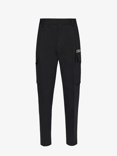 Logo-patch stretch-wool trousers