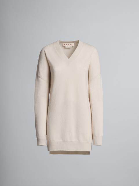 Marni LOGO CASHMERE V-NECK LONG SWEATER