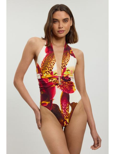 KAREN MILLEN Orchid Print Plunge Swimsuit