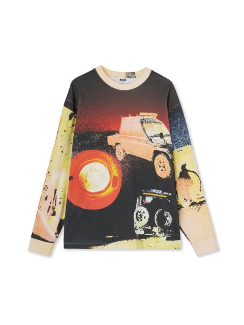 MSGM T-Shirt with allover "Tanzanian gaze glitch" print