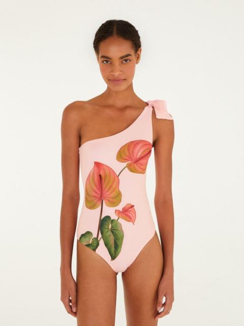 FARM RIO Light Pink Anthurium One-Piece Swimsuit