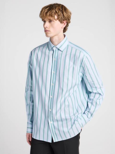 JW Anderson MENS STRIPED DRESS SHIRT IN BLUE & GREEN