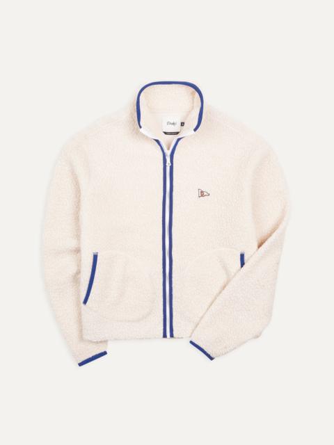 Ecru Boucle Wool Zip Fleece Jacket