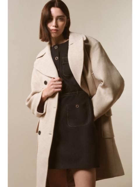 KAREN MILLEN Wool Patch Pocket Tailored Midi Coat