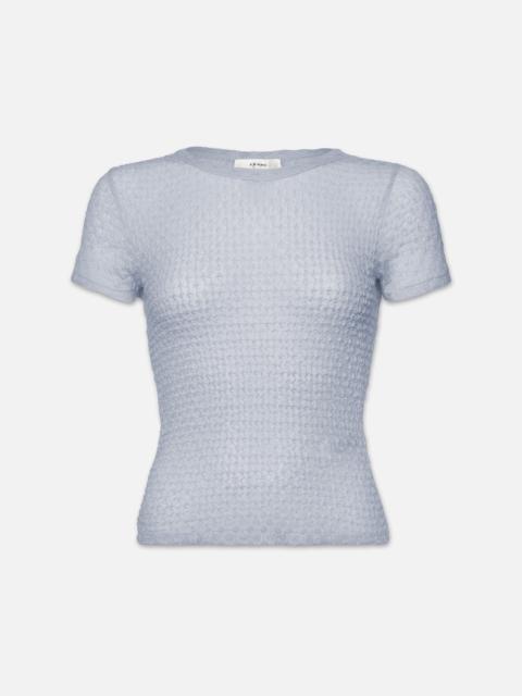 Mesh Lace Baby Tee in Denim Blue