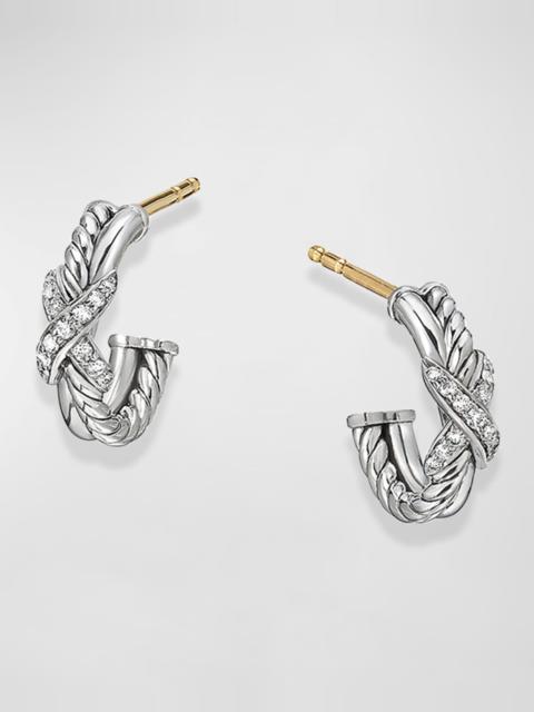 DAVID YURMAN Petite X Mini Hoop Earrings with Diamonds and 18K Yellow Gold