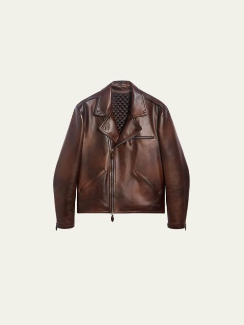 Berluti Men's Leather Moto Jacket