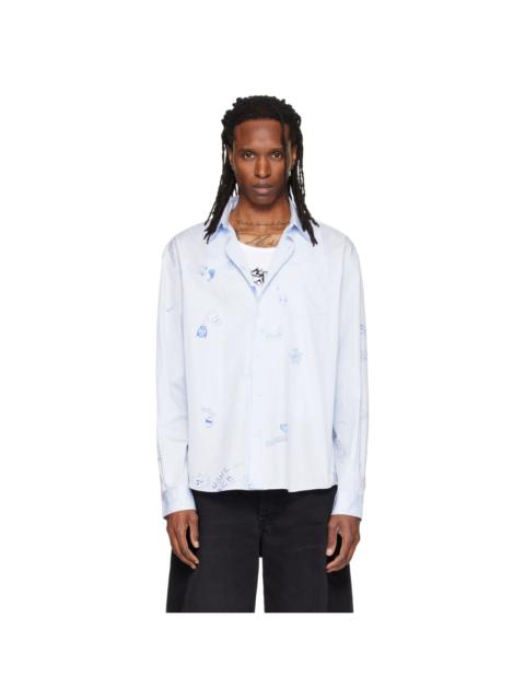 VETEMENTS Blue Scribble Classic Shirt