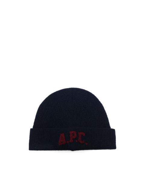 A.P.C. embroidered-logo beanie