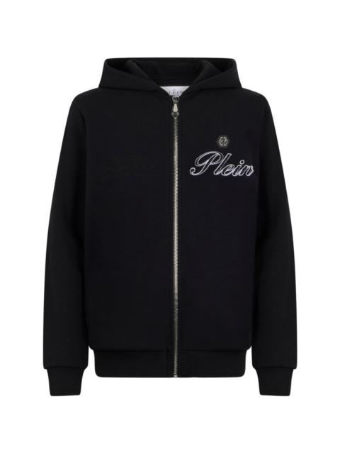 PHILIPP PLEIN logo-embroidered zip hoodie