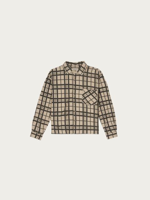 BRAIN DEAD Plaid French Terry Button Up - Sand