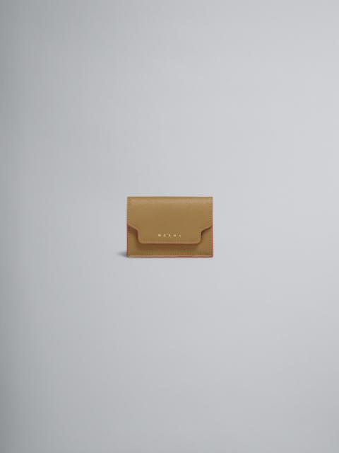 Marni GREEN SAFFIANO LEATHER TRI-FOLD WALLET