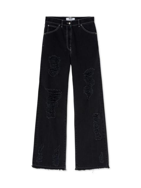 MSGM Jeans with "Black Denim with Stitches" workmanship