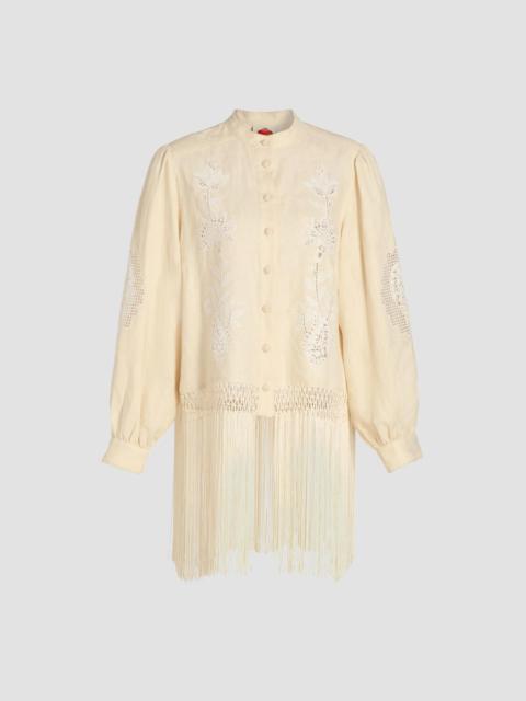 FARM RIO Women's Sand Richelieu Fringes Shirt - Beige
