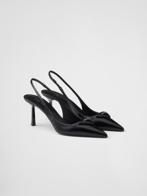 Prada Saffiano patent leather slingback pumps