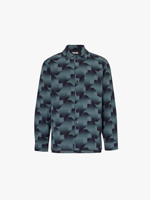 Lightly-padded abstract-pattern regular-fit woven shirt