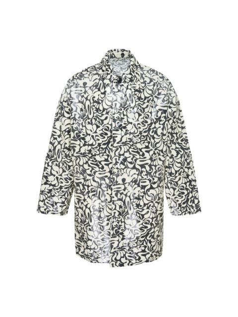 Dries Van Noten Squiggle Print Coated Cotton Coat