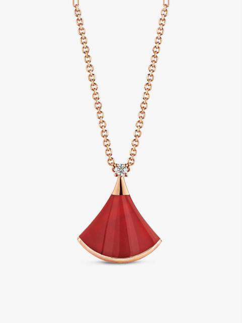 BVLGARI Divas Dream 18ct rose-gold, carnelian and 0.03ct round-cut diamond pendant necklace