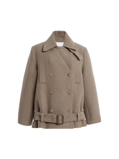 The Frankie Shop Scothern Double-Breasted Wool Peacoat taupe