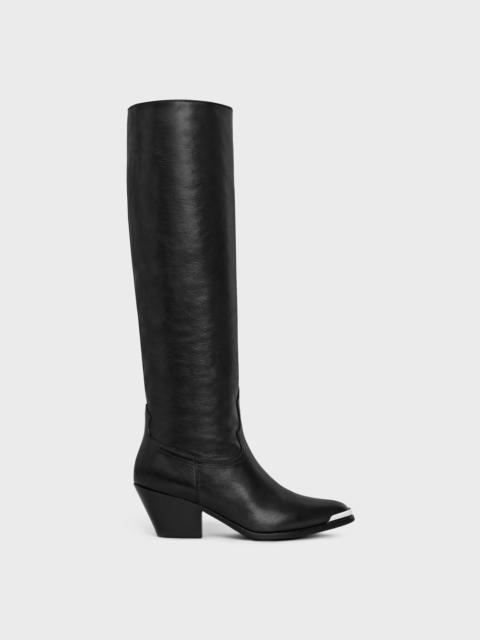 CELINE LOLA BOOTS HIGH WESTERN BOOTS WITH METAL TOE in CALFSKIN