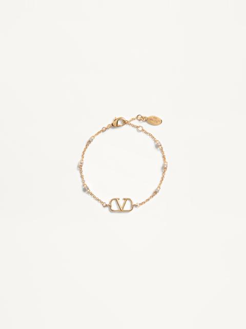 Valentino VLOGO SIGNATURE METAL AND SWAROVSKI® CRYSTAL BRACELET