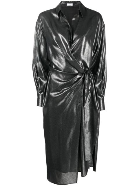 Brunello Cucinelli shiny wrap dress
