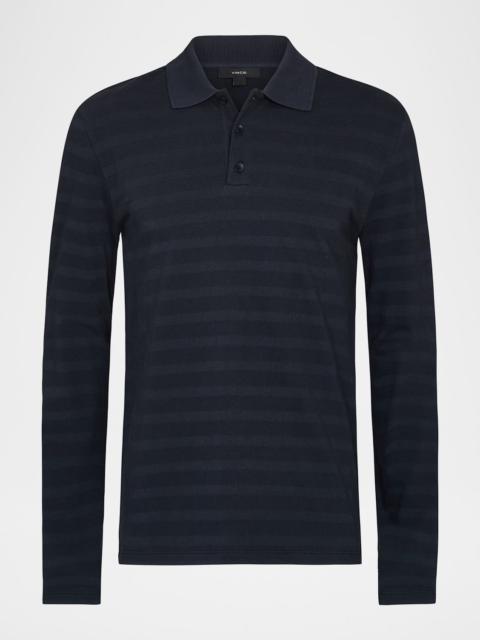 Vince Men's Jacquard Stripe Long-Sleeve Polo Shirt
