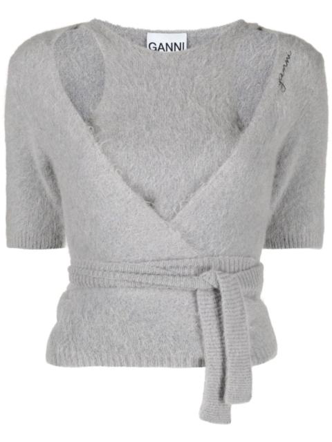 GANNI layered brushed-effect knitted cardigan