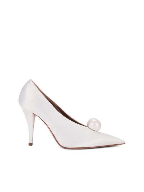 RETROFÊTE 95mm Corinna pearl-embellished satin pumps