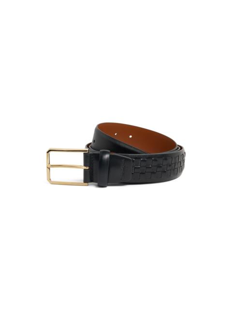 Santoni Men's green woven leather adjustable belt
