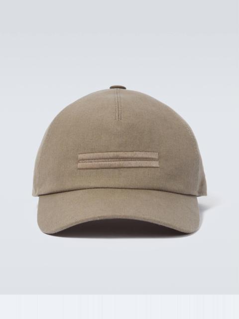 Embroidered linen baseball cap