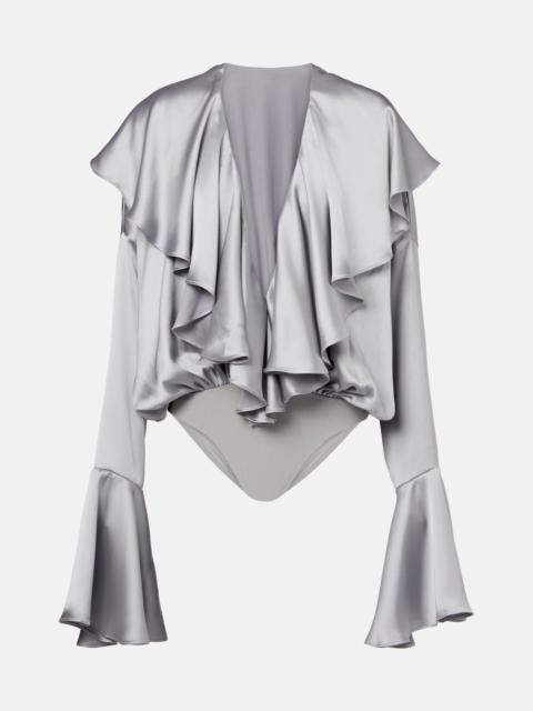 NORMA KAMALI Ruffled satin bodysuit