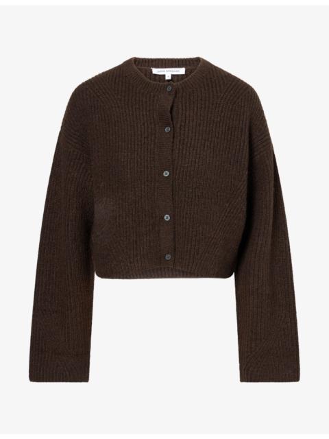 GOOD AMERICAN Shrunken Crewneck Cable-Knit Cardigan