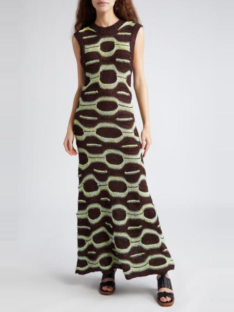 ULLA JOHNSON Ulla Johnson Arabella Abstract Print Sleeveless Maxi Sweater Dress in Laguna at Nordstrom