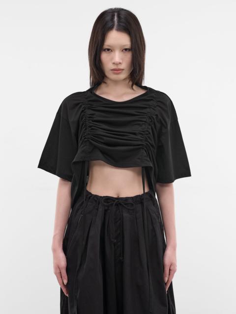 Yohji Yamamoto Black Gathered Front Crop Tee