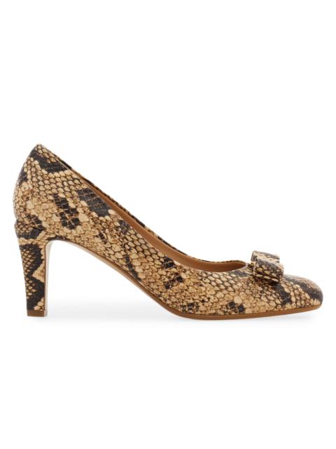 FERRAGAMO Women's Carla 70MM Snake-Embossed Leather Pumps - Natural Biscotto