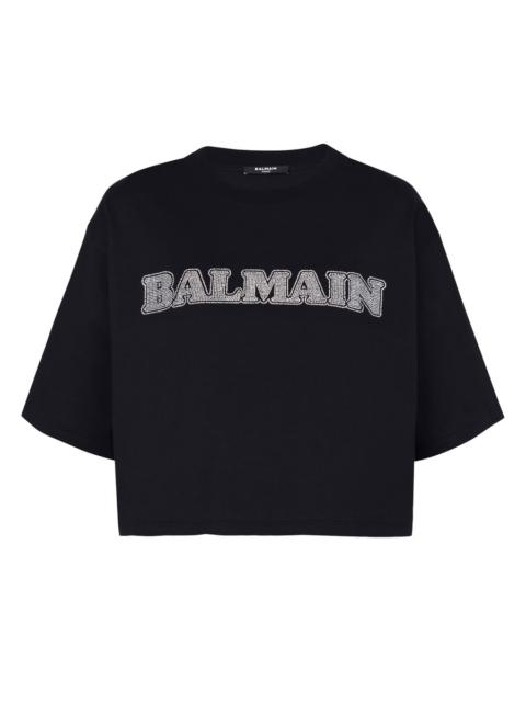 Cropped Rhinestone Balmain T-Shirt