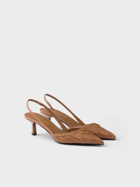 Prada Woven leather slingback pumps